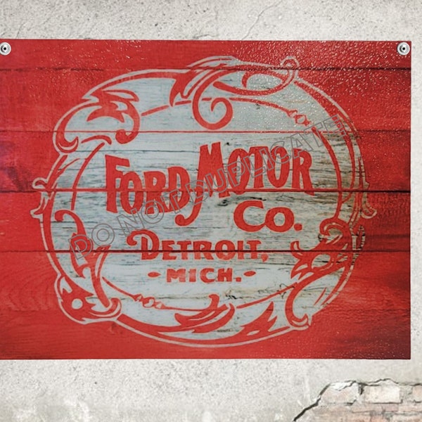 Ford Sign Ford Motor Co Detroit Michigan Rustic Garage Decor
