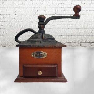 Vintage Wooden Coffee Grinder With Drawer Hand Grinder
