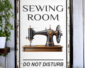Rustic Sewing Room Do Not Disturb Sign Personalized Craft Room Wall Decor