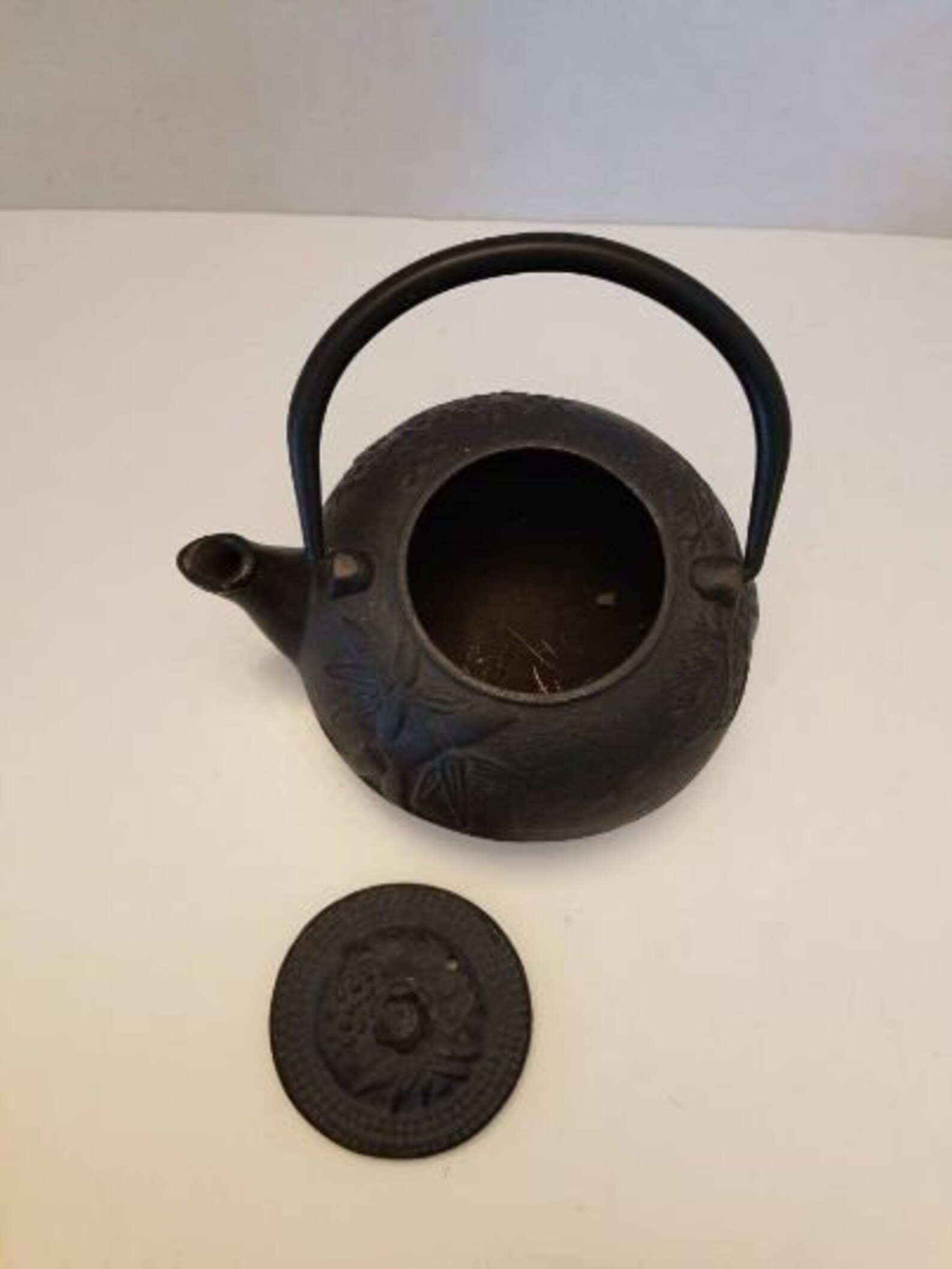 Japanese teapot Bamboo motif cast iron Etsy