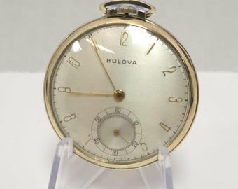 Bulova 17AH Pocket Watch 17 Jewels Gold Filled WWII Presentation O'Keefe's Brewing 1943