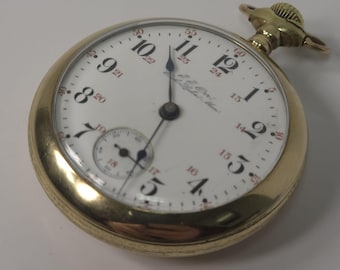 Hamilton Railroad Grade Pocket Watch Gold Filled Lever Set 17 Jewel Montgomery Dial Military Time Antique Watch