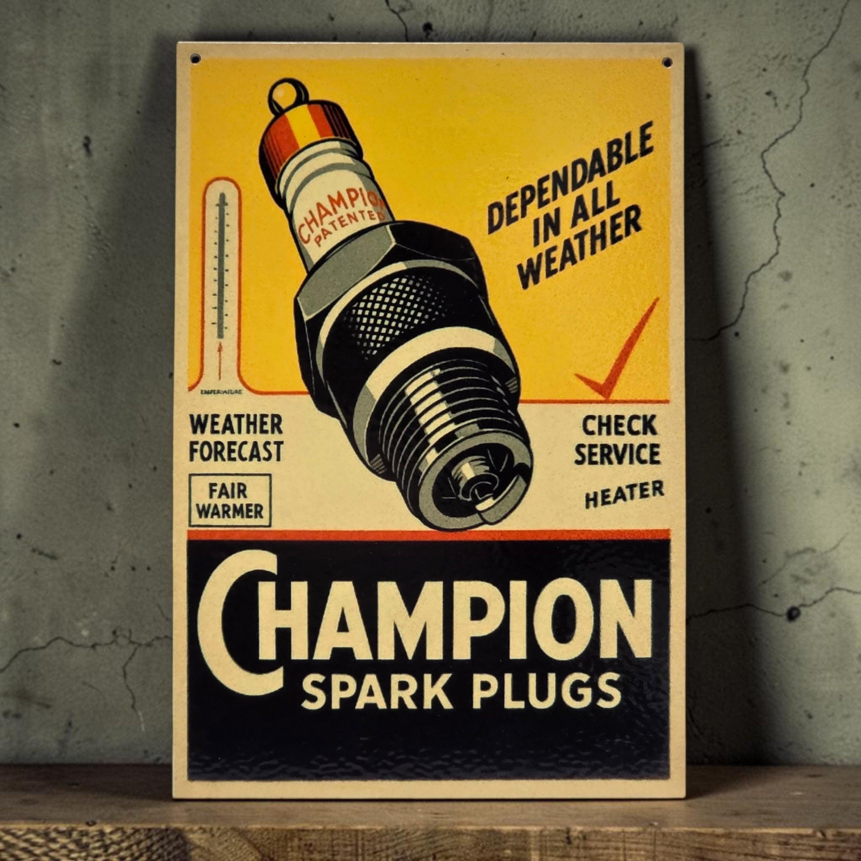 Champion Spark Plug Signs - Etsy