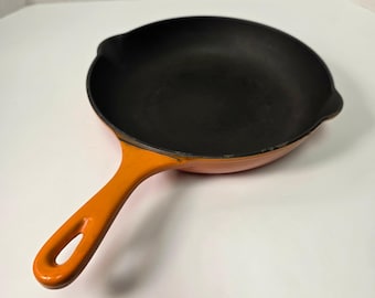 Vintage Le Creuset #23 Saucepan Fire Orange Cast Iron Pan Stamped D Excellent Condition