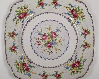 Antique Royal Albert Petit Point Dinner Plates – Square Ruffled Bone China – Made in England – Replacement Plates Available