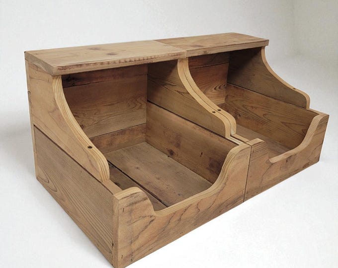 Rustic Farmhouse Potato and Onion Storage Bin – Handmade Reclaimed Wood
