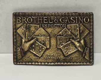 Vintage Brothel & Casino Inspector Belt Buckle – Las Vegas Nevada Brass Buckle