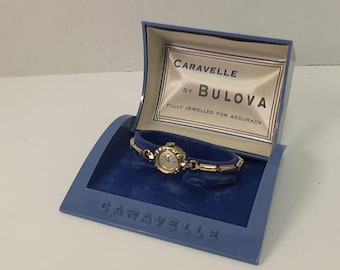 Ladies Bulova Caravelle Gold Filled Wristwatch 1950s Vintage Timepiece Original Case