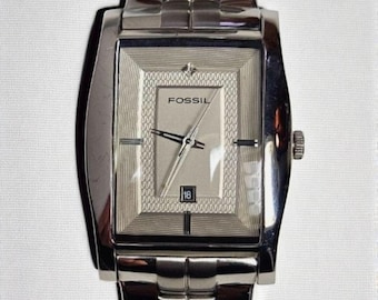 Fossil FS-4448 5 ATM Men's Khaki Dial Diamond Watch Works- New Battery