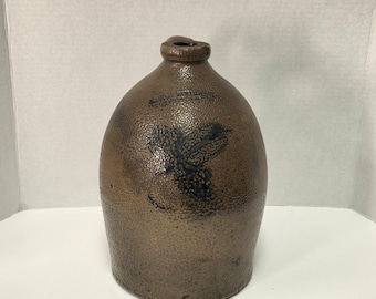 Antique W.E. Welding Brantford Ontario Salt Glaze Crock Jug 11" | Primitive Canadiana Stoneware Handle