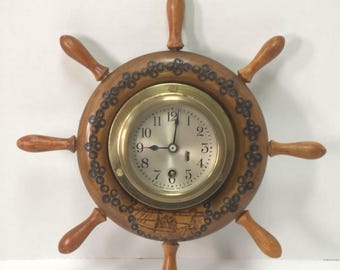 Chelsea Clock Co Boston Ship Wheel Clock – Nautical Brass Marine Clock