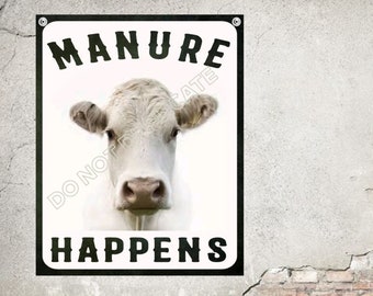 Image of Sign at farm advertising cow manure