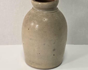 Primitive Salt Glaze Crock 8.5" | Vintage Stoneware Pot Small Half Gallon Rustic Decor