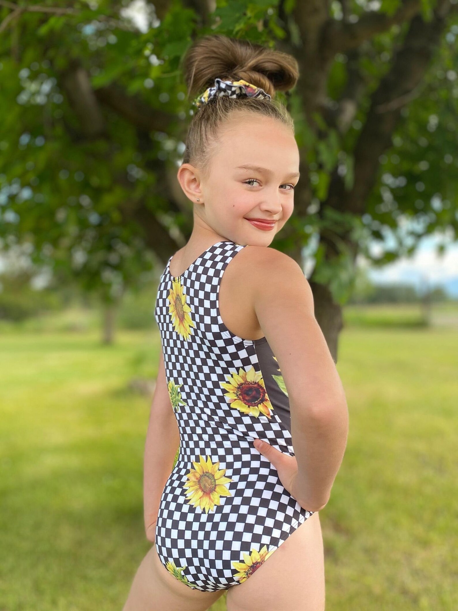 Checkered Sunflowers Shining Star Sportswear Gymnastics Etsy