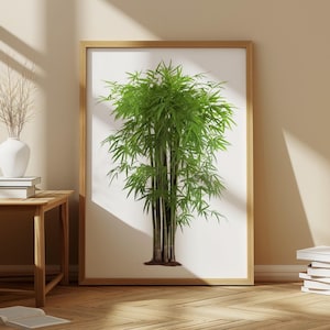 Bamboo Wall Art, Zen Botanical Print, Green Nature Poster, Minimalist Bamboo Forest Decor