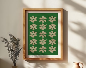 Pinturas de pintura de flores verdes, arte de pared de plantas, decoración del hogar de los años 70, arte de pared tropical, decoración de flores de pared, decoración de pared de plantas para sala de estar de los años 70