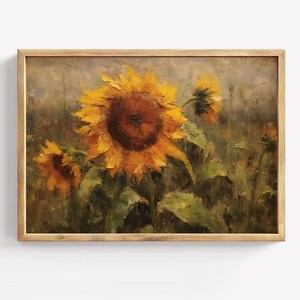 Impressionist Sunflower Field Print: Rustic Floral Wall Art (Digital Download)