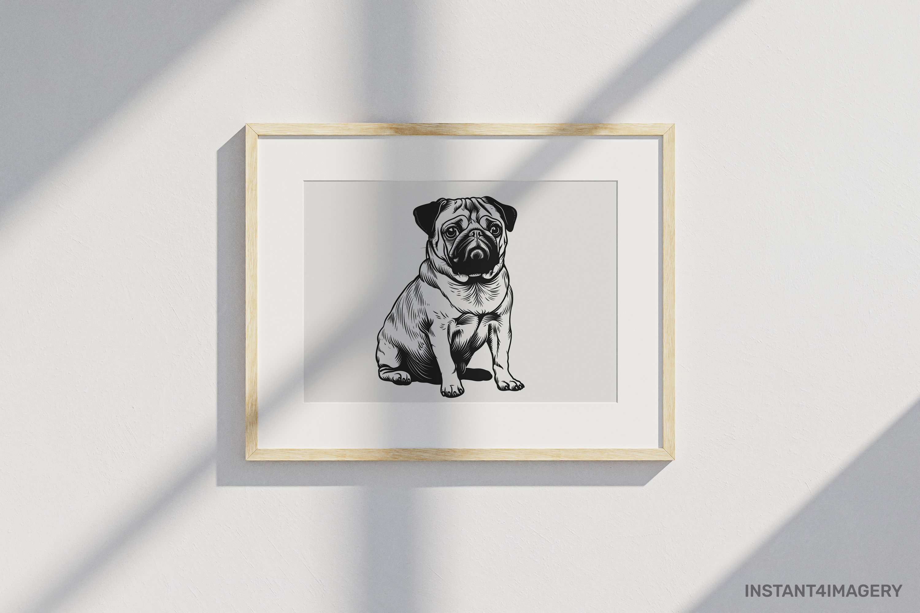Pug Dog Painting Pug Line Drawing Pug Wall Decor Pugs in Art Pug Canvas ...