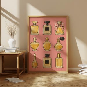 Girly Perfume Bottle Print: Vintage Pink Room Decor Digital Download