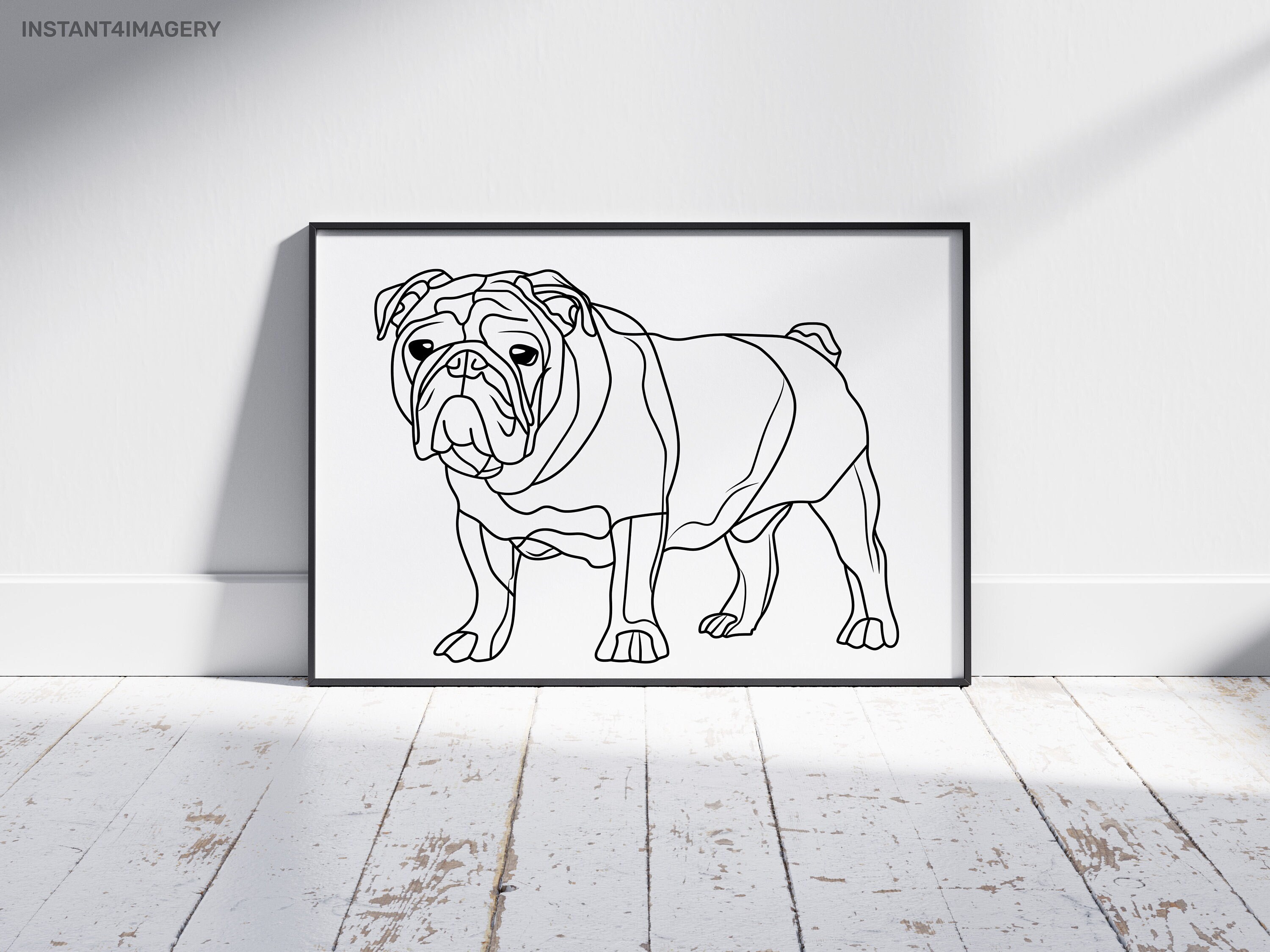 イングリッシュ・ブルドッグのラインアートプリント：ミニマリスト・ドッグ・ポスター（デジタルダウンロード） - Etsy 日本, image size:3000x2250