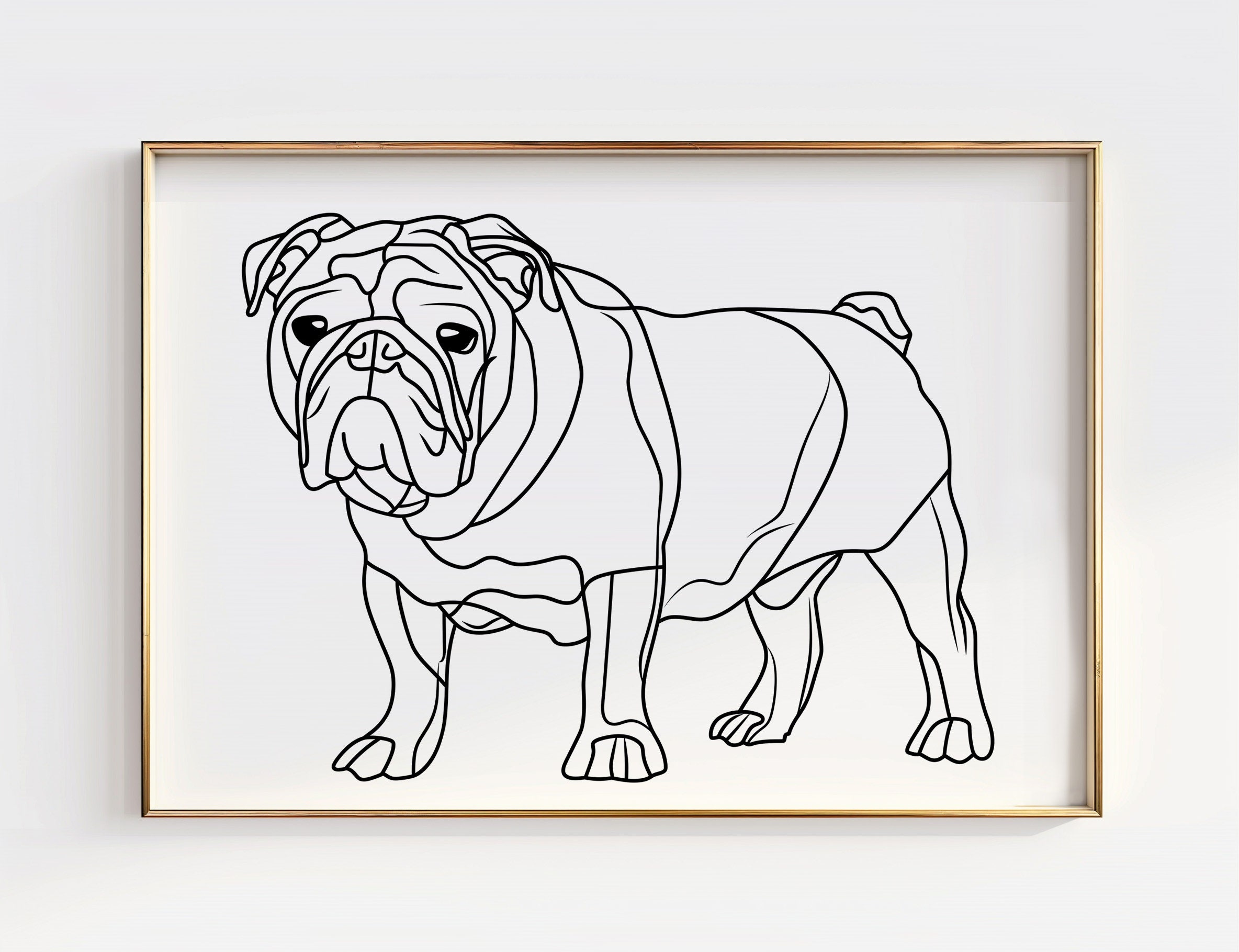 イングリッシュ・ブルドッグのラインアートプリント：ミニマリスト・ドッグ・ポスター（デジタルダウンロード） - Etsy 日本, image size:2368x1819