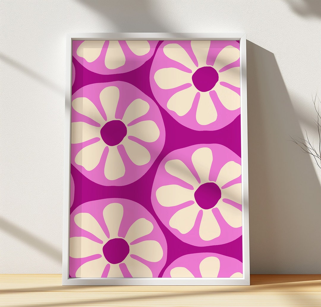 Pink Flowers 70S Room Decor 70S Wall Decor Hippie Decoration Home Decor ...