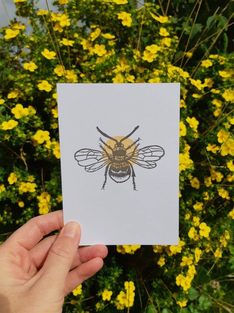 Handprinted bumblebee print image 1