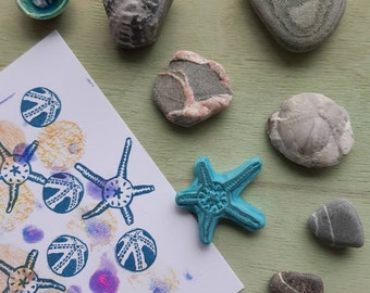 A handcarved starfish stamp