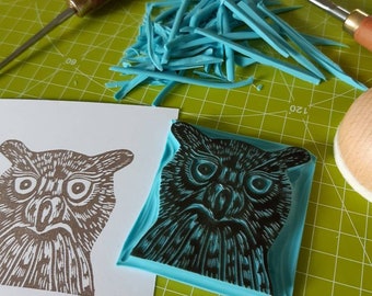 Handcarved owl stamp