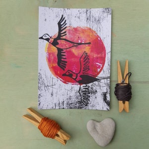 Postkarte mit Gänsen