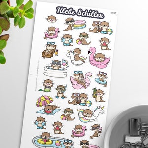 80150 Otter am Strand Aufkleber für Filofaxing & Scrapbooking, Kawaii, Planner, Stationary, Cute