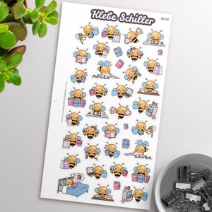 80556 Bienen Planer Aufkleberbogen für Filofaxing & Scrapbooking, Kawaii, Planner, Stationary, Cute (171x95mm)