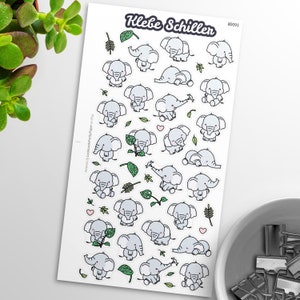 80091 Elefanten Aufkleber für Filofaxing & Scrapbooking, Kawaii, Planner, Stationary, Cute