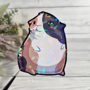 90025 Meerschweinchen Holo Aufkleber 78x58mm für Laptop, Scrapbook usw. (Kawaii, Cute, Sationary)