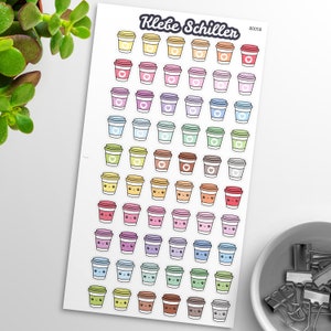 80058 Kaffeebecher Aufkleber für Filofaxing & Scrapbooking, Kawaii, Planner, Stationary, Cute