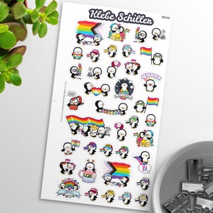 80146 LGBQT Pinguin Aufkleber für Filofaxing & Scrapbooking, Kawaii, Planner, Stationary, Cute