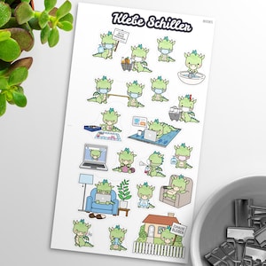 80085 Drachen Lockdown Aufkleber für Filofaxing & Scrapbooking, Kawaii, Planner, Stationary, Cute