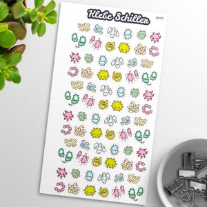 80055 Krankheitserreger Aufkleber für Filofaxing & Scrapbooking, Kawaii, Planner, Stationary, Cute
