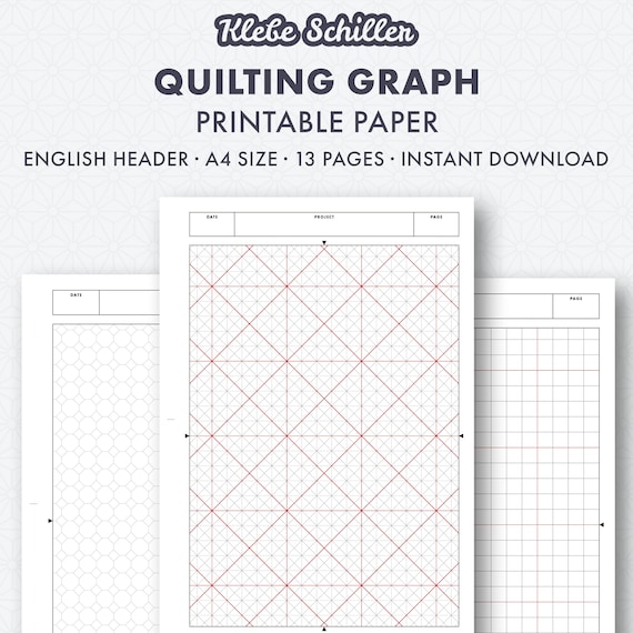 Quilting Graph Paper Set English Instant Download Printable Etsy