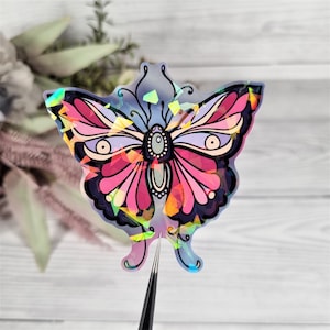 90023 Schmetterling Holo Aufkleber 72x73mm für Laptop, Scrapbook usw. (Kawaii, Cute, Sationary)