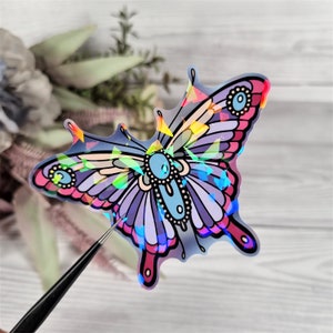 90022 Schmetterling Holo Aufkleber 72x75mm für Laptop, Scrapbook usw. (Kawaii, Cute, Sationary)