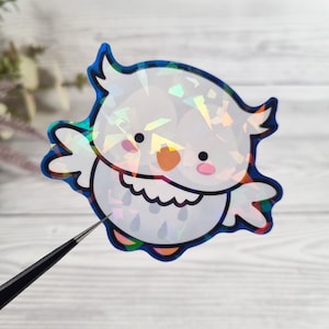 90029 Eule Holo Aufkleber 72x65mm für Laptop, Scrapbook usw. (Kawaii, Cute, Sationary)