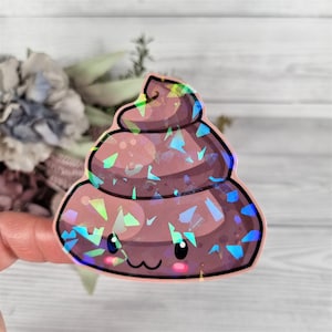 90014 Kackhaufen Holo Aufkleber 72x72mm für Laptop, Scrapbook usw. (Kawaii, Cute, Sationary)