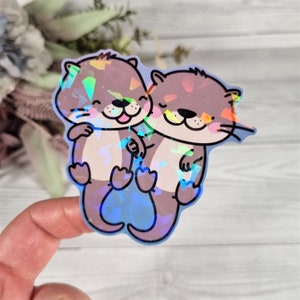 90011 Otter Holo Aufkleber 72x75mm für Laptop, Scrapbook usw. (Kawaii, Cute, Sationary)