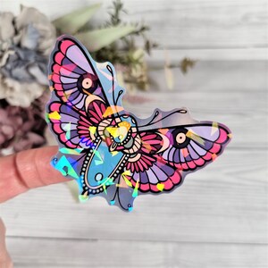 90016 Motte Holo Aufkleber 72x70mm für Laptop, Scrapbook usw. (Kawaii, Cute, Sationary)