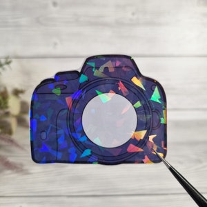 90053 Kamera Holo Aufkleber 72x58mm für Laptop, Scrapbook usw. (Kawaii, Cute, Sationary)