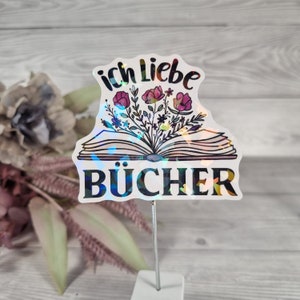 90050 Ich liebe Bücher Aufkleber 70x62mm für Laptop, Scrapbook usw. (Kawaii, Cute, Sationary)