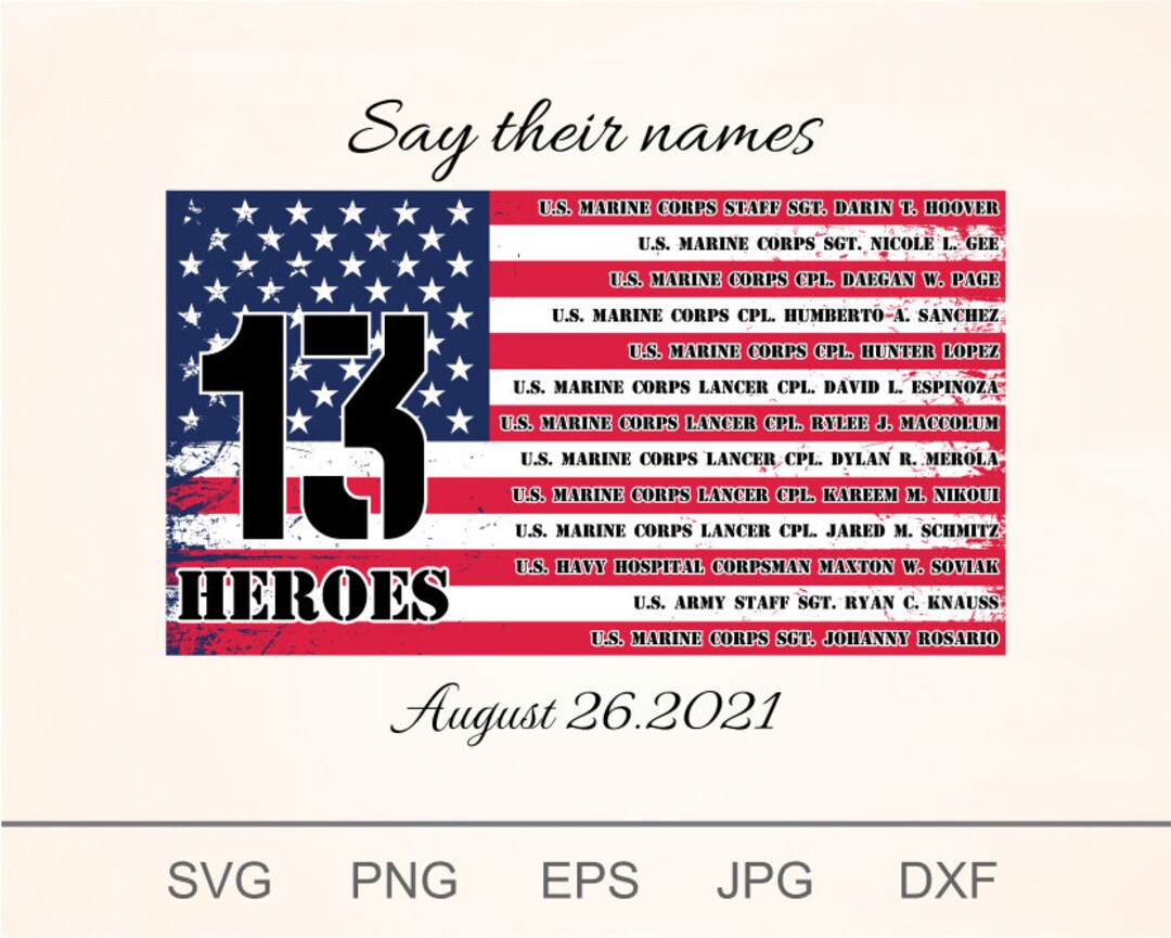 13 Heroes Names Svg 13 Soldiers Names Svg Guns Svg - Etsy