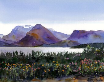 watercolor landscape etsy