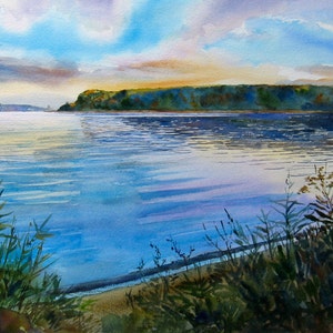 Hudson River Aquarell Print, Aquarell Fluss-Print, Hudson River, New York, 8 x 13&quot; Print (26,00) und 12 x 18&quot; Drucken (50,00)